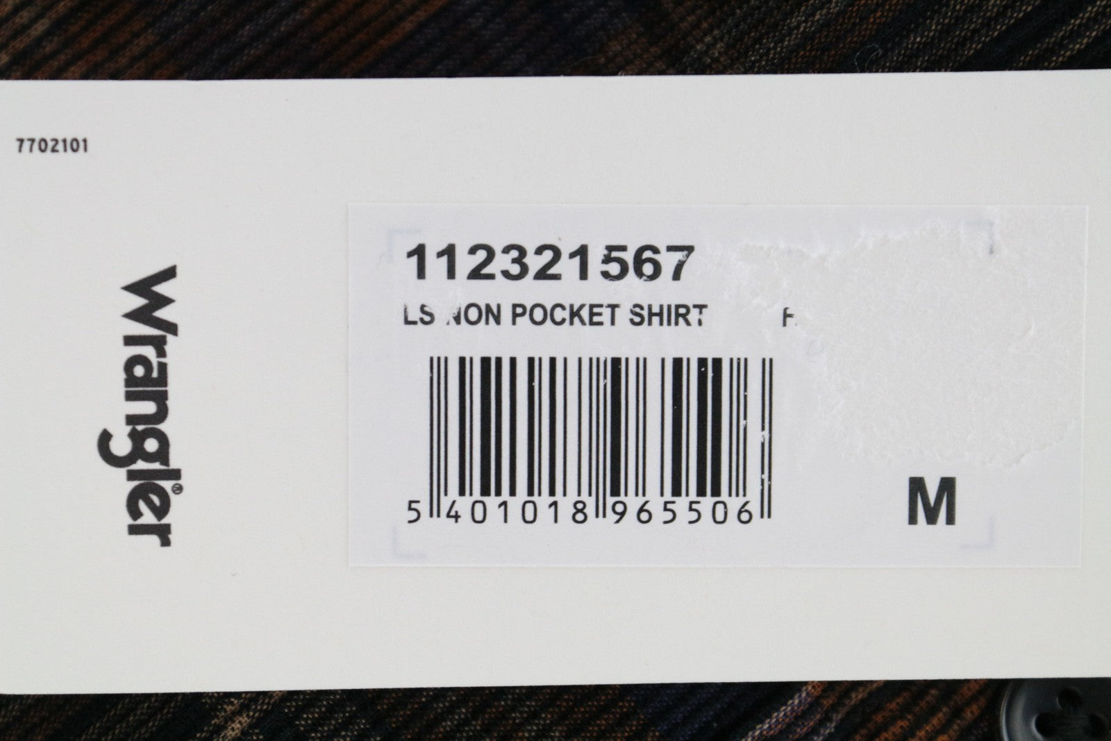 WRANGLER Men's Shirt M Brown Navy Checked Corduroy Long Sleeve Cotton