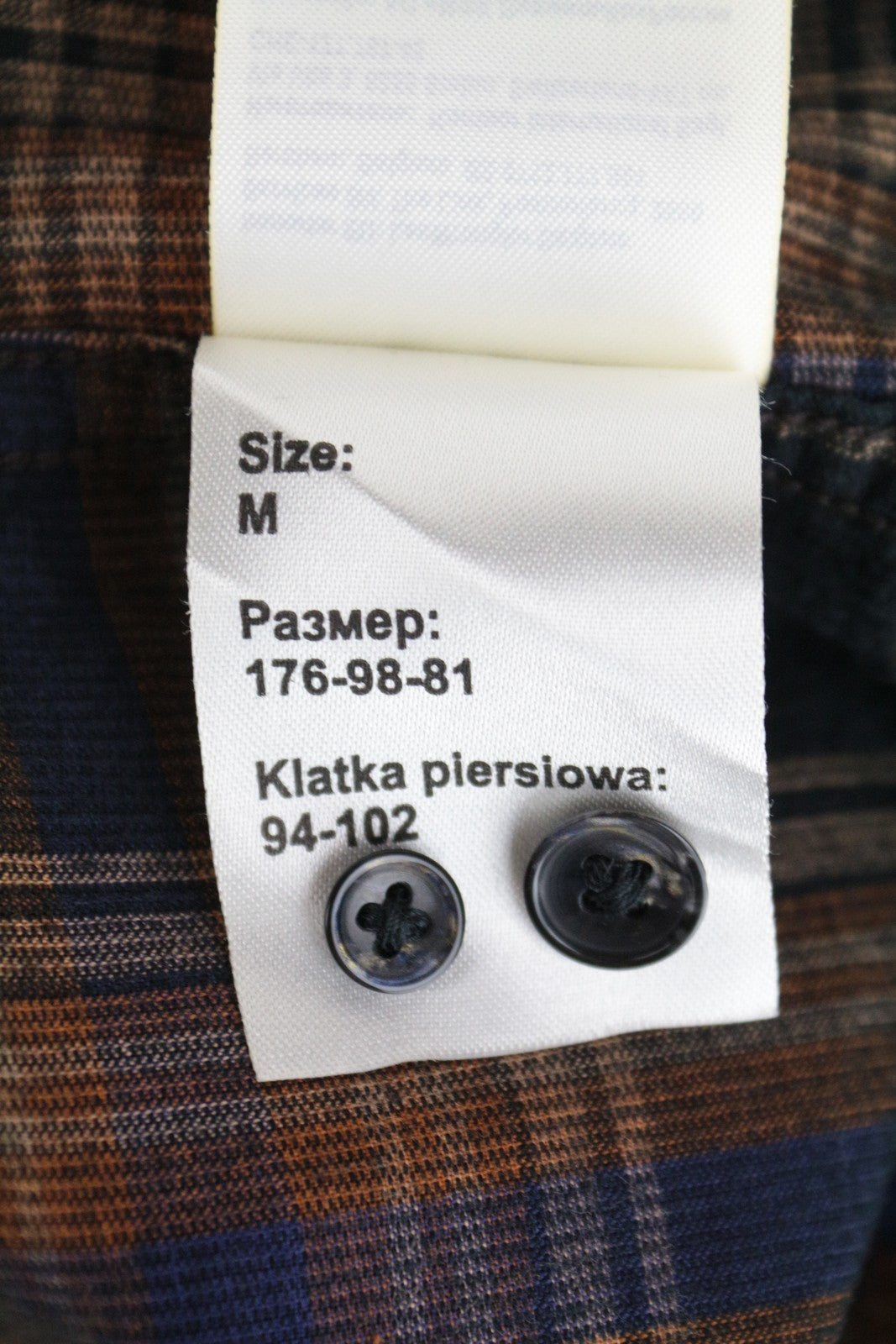 WRANGLER Men's Shirt M Brown Navy Checked Corduroy Long Sleeve Cotton