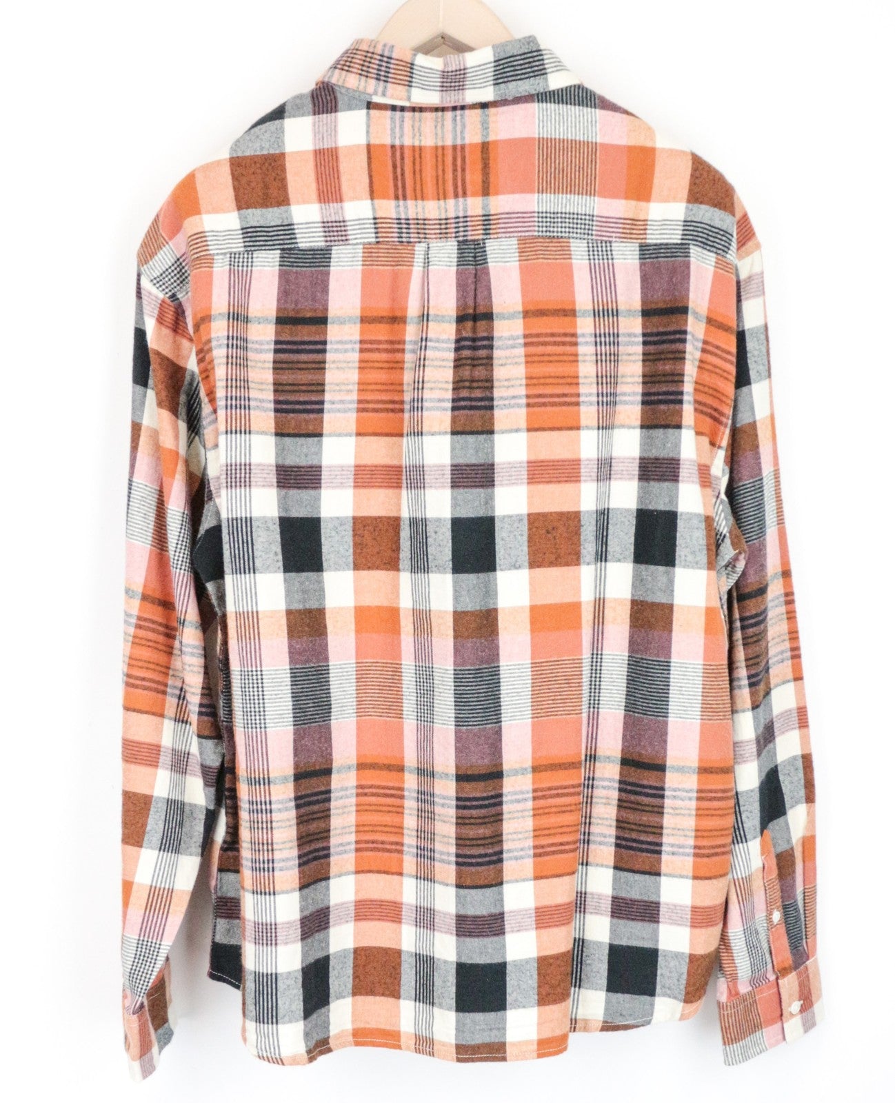 WRANGLER Men's Shirt M Orange Cotton Checked Long Sleeve Buttoned Flannel