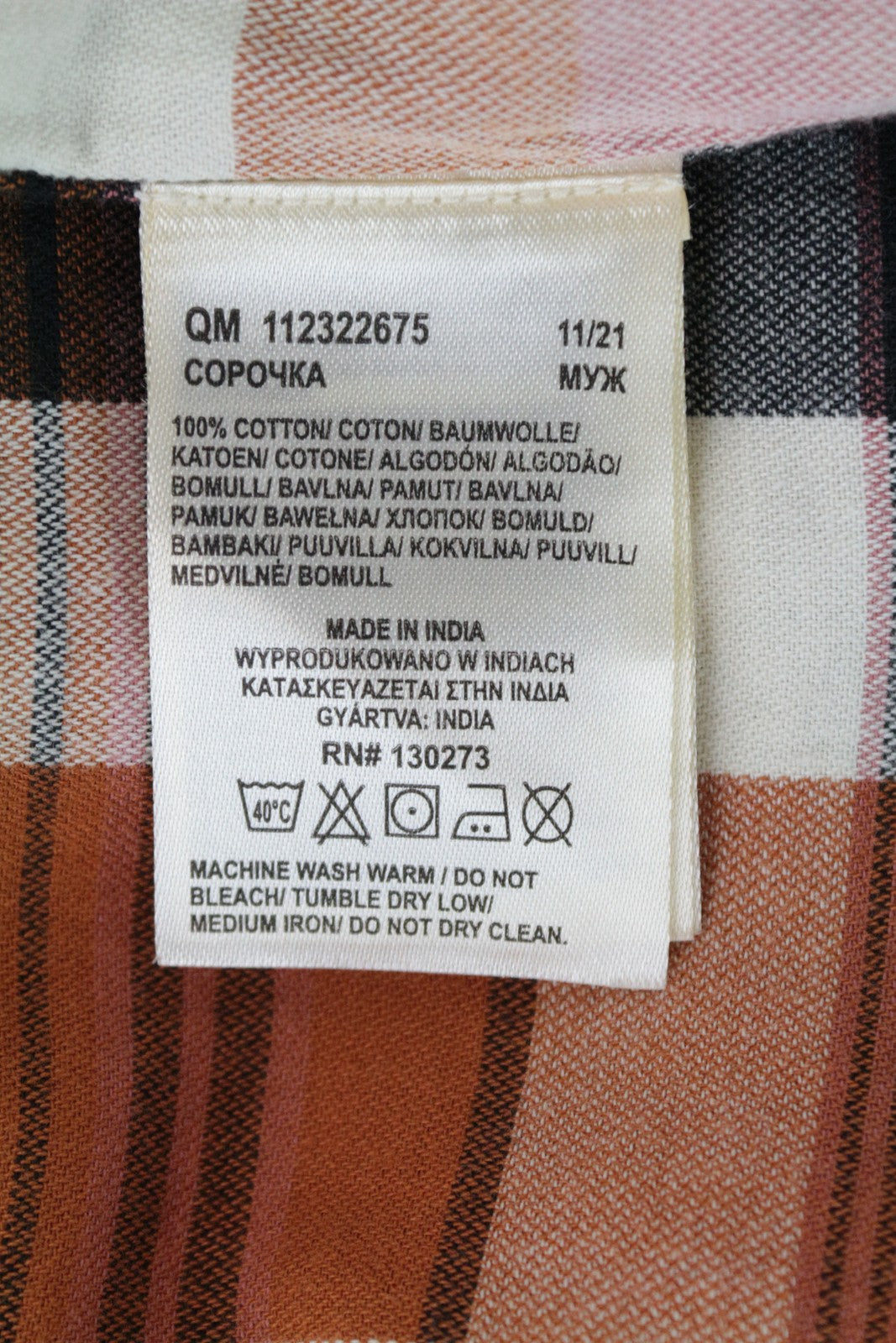 WRANGLER Men's Shirt M Orange Cotton Checked Long Sleeve Buttoned Flannel