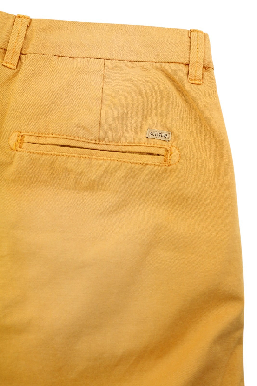 SCOTCH & SODA Men Shorts W29 Chino Washed Orange Turn-Up Zip Fly Logo Casual