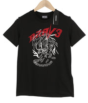 DIESEL T-Sily-B2 Men T-Shirt M Black Tricot Stretchy Crew Collar Short Sleeved