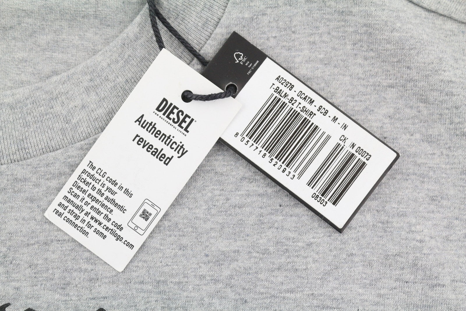 DIESEL T-Balm-B2 Men T-Shirt M Grey Melange Oversized Patterned RRP€125