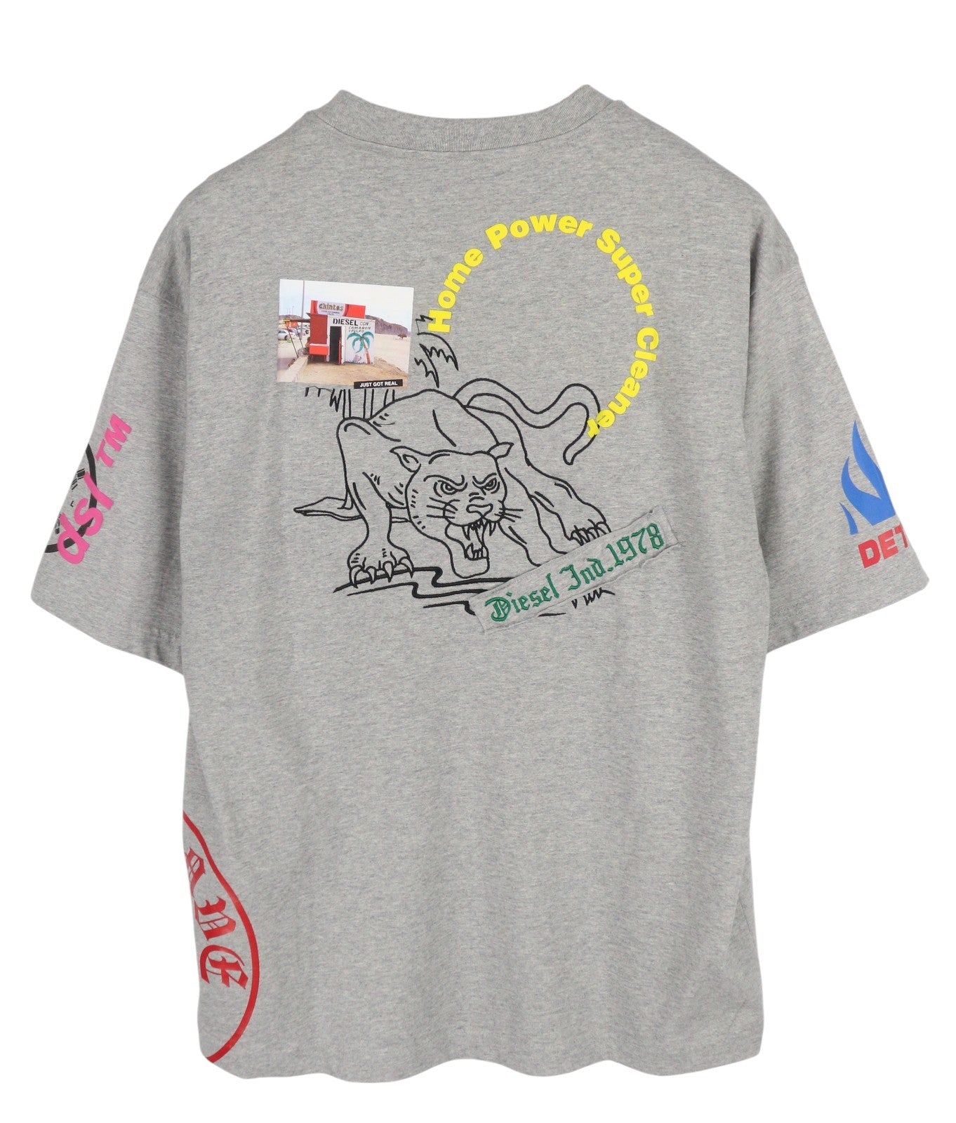 DIESEL T-Balm-B2 Men T-Shirt S Grey Melange Oversize Patterned RRP€125