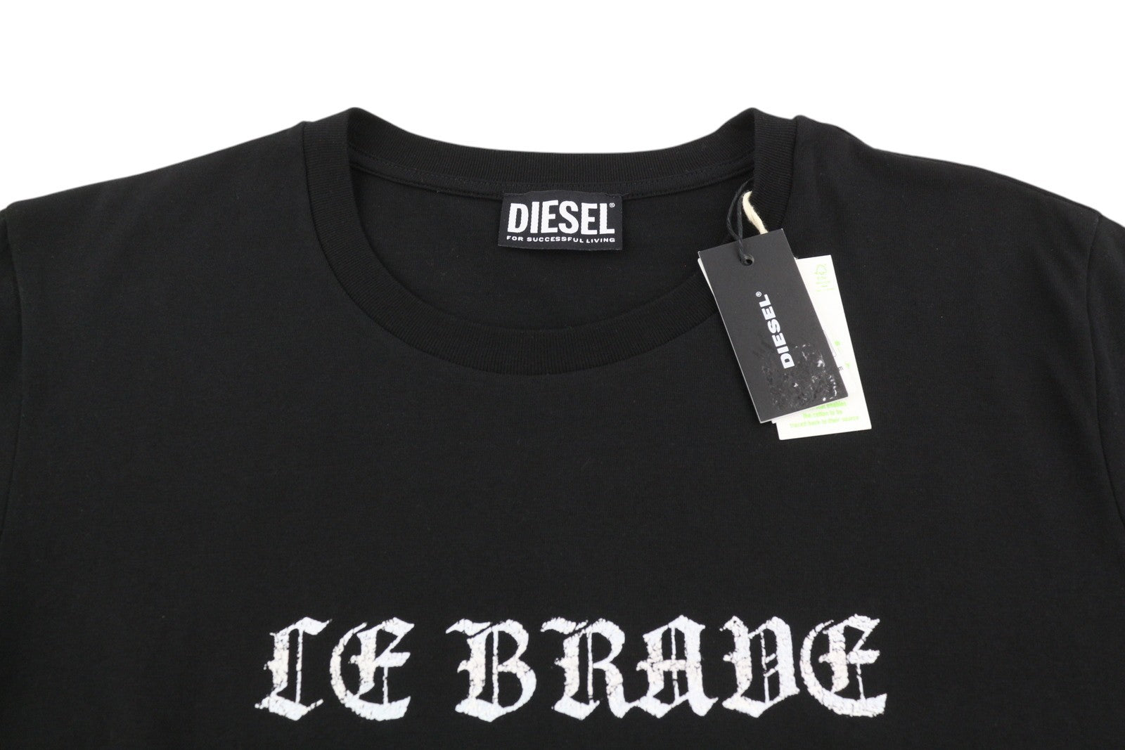 DIESEL T-Iny-B1 Men T-Shirt S Black Tricot Stretch Crew Collar Short Sleeved