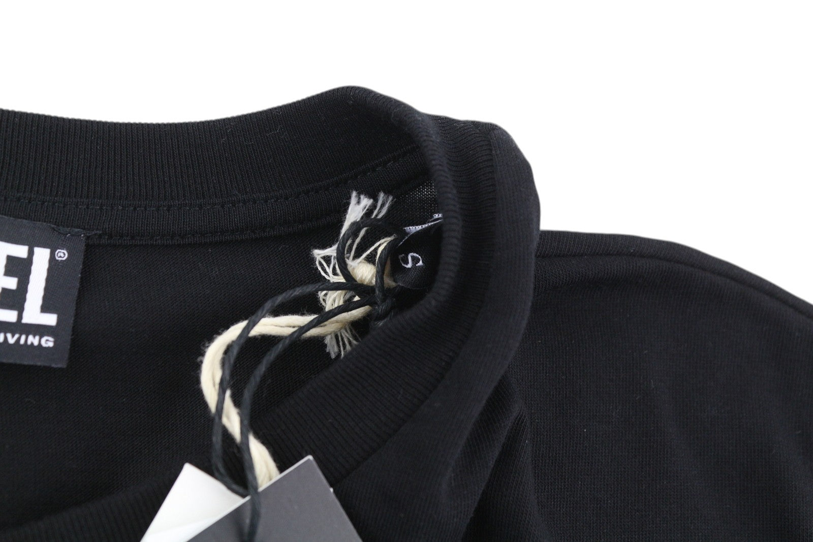 DIESEL T-Iny-B1 Men T-Shirt S Black Tricot Stretch Crew Collar Short Sleeved