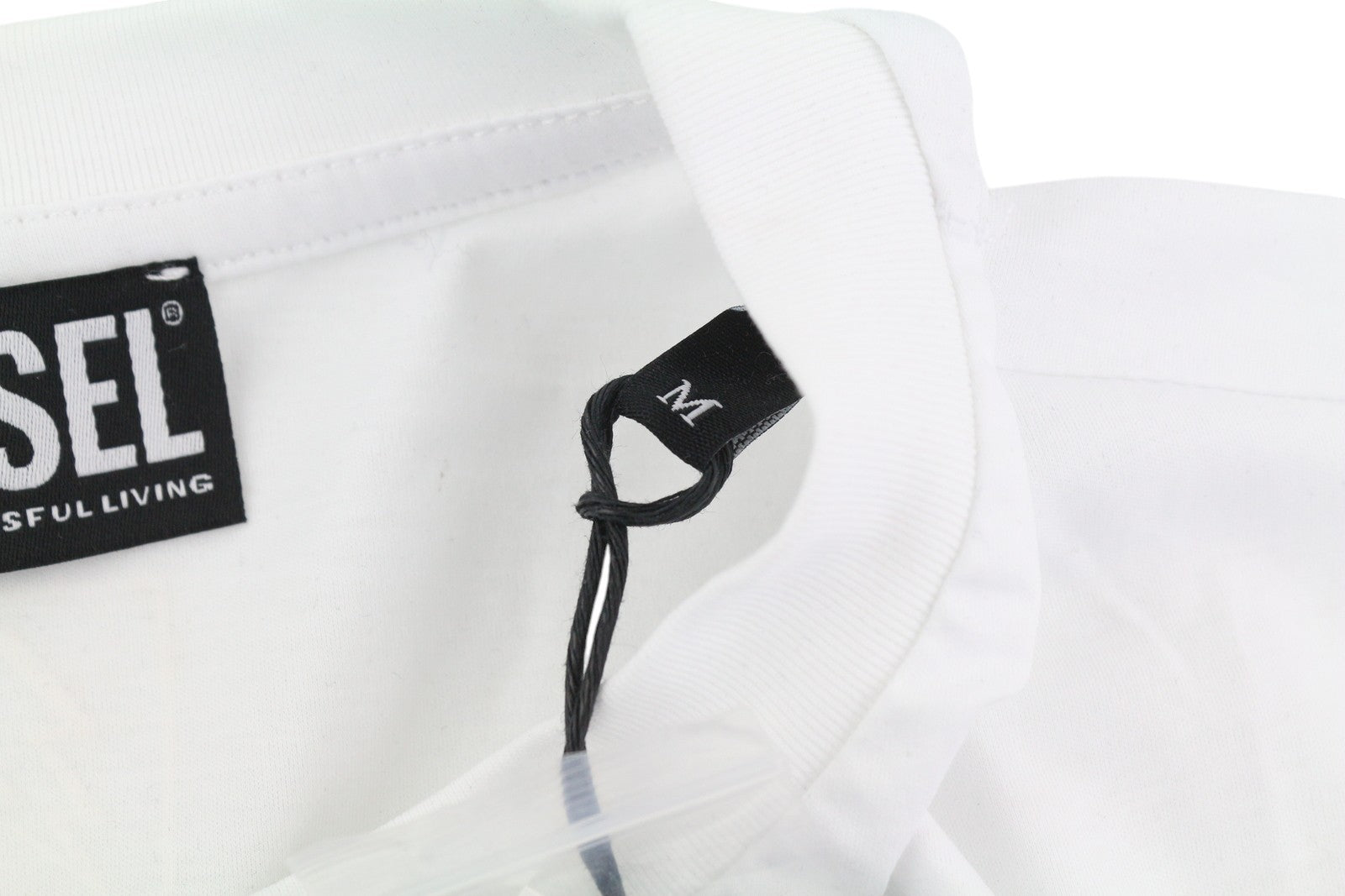 DIESEL T-Haim Men T-Shirt M White Tricot Patch Pocket Crew Neck Short Sleeve