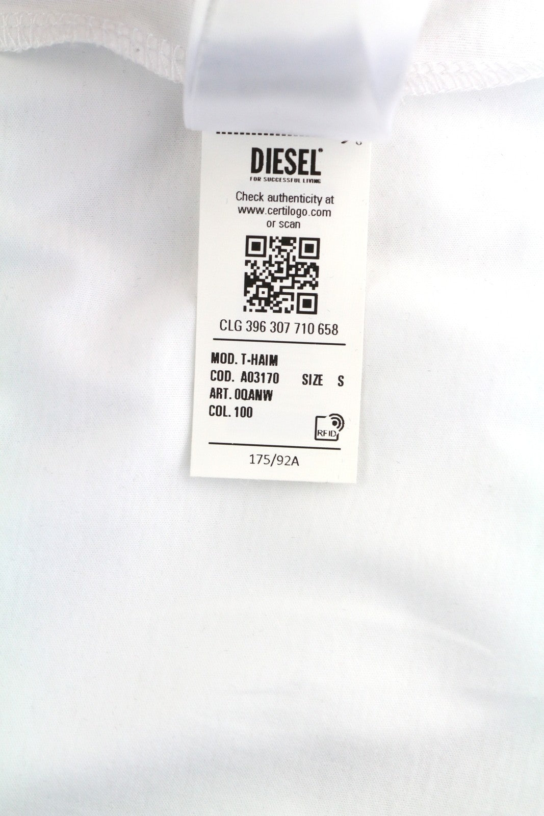 DIESEL T-Haim Men T-Shirt S White Tricot Patch Pocket Crew Neck Short Sleeve