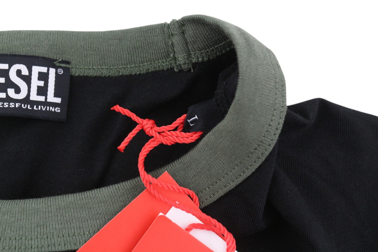 DIESEL T-Diegor-C3 Men T-Shirt L Black Tricot Stretchy Crew Neck Short Sleeve