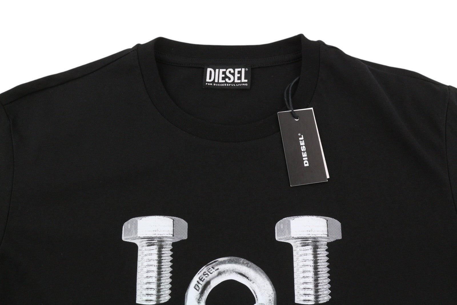 DIESEL T-Diegos-B3 Men T-Shirt M Black Tricot Stretchy Crew Neck Short Sleeved
