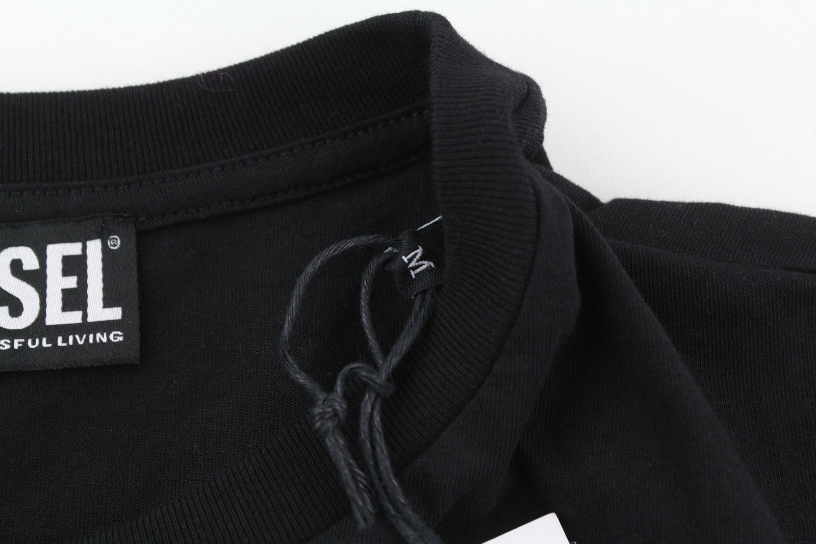 DIESEL T-Diegos-B3 Men T-Shirt M Black Tricot Stretchy Crew Neck Short Sleeved