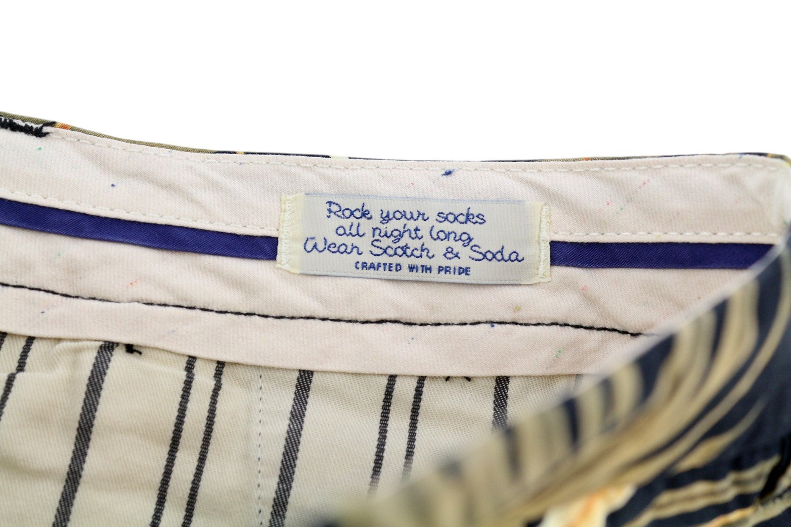 SCOTCH & SODA Men Shorts W28 Chino Dark Leafs Patterned Zip Fly Logo Casual