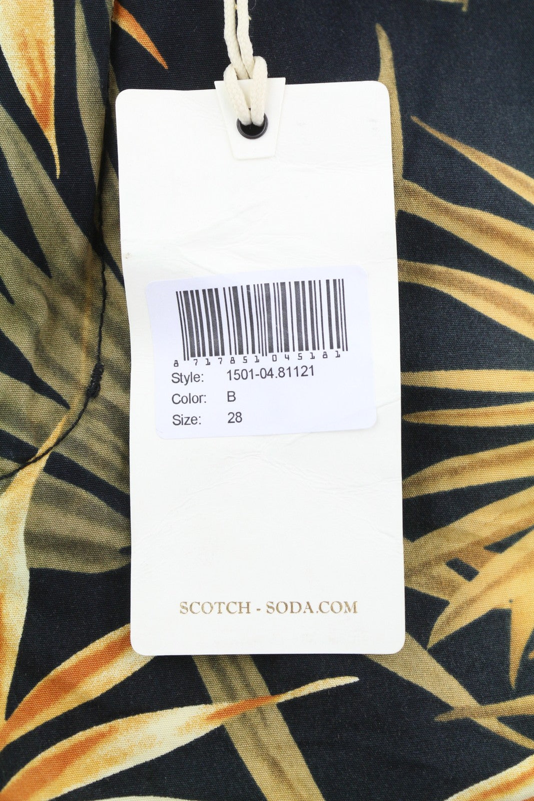 SCOTCH & SODA Men Shorts W28 Chino Dark Leafs Patterned Zip Fly Logo Casual