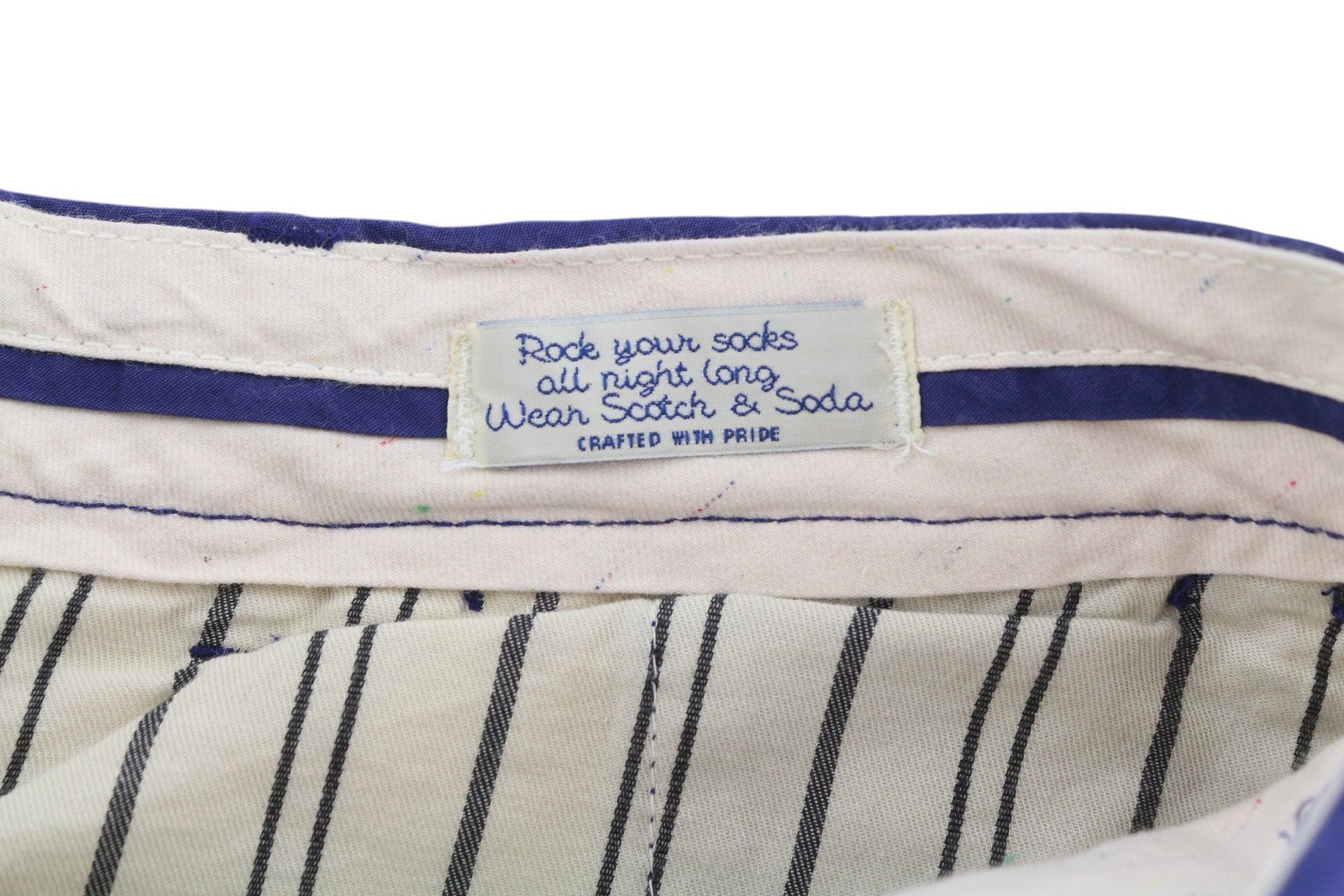 SCOTCH & SODA Men Shorts W28 Chino Blue Zip Fly 5-Design Pockets Logo Casual