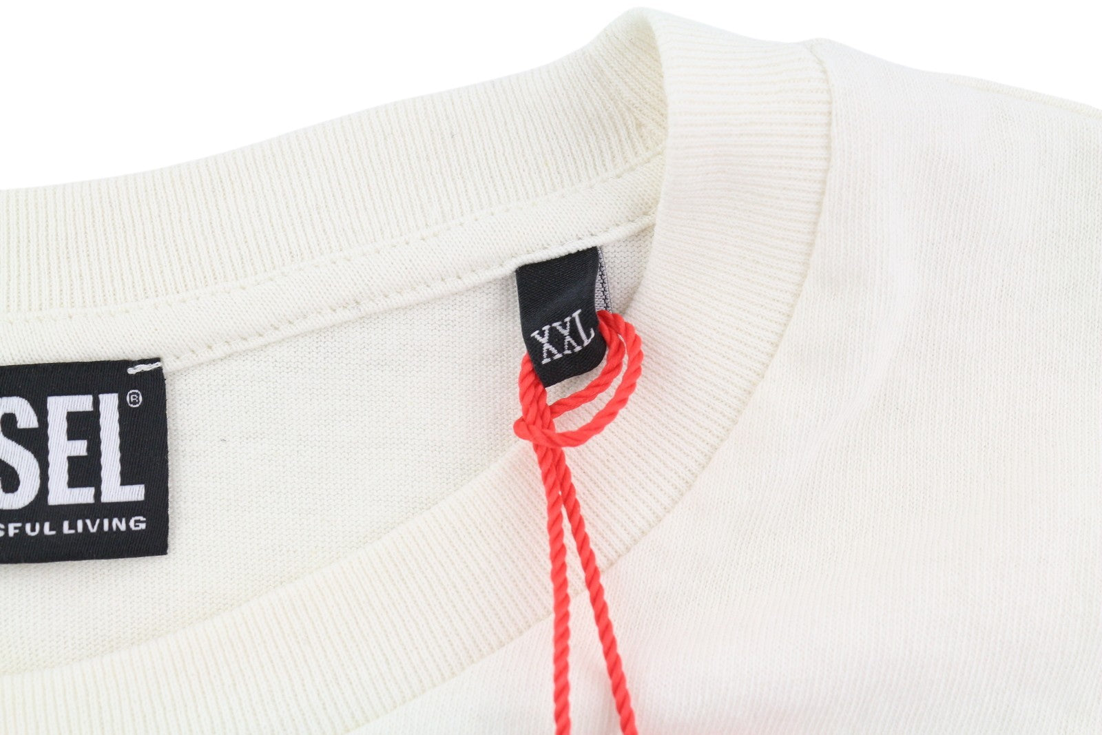 DIESEL T-Just-C15 Men T-Shirt 2XL White Tricot Stretchy Crew Neck Short Sleeved