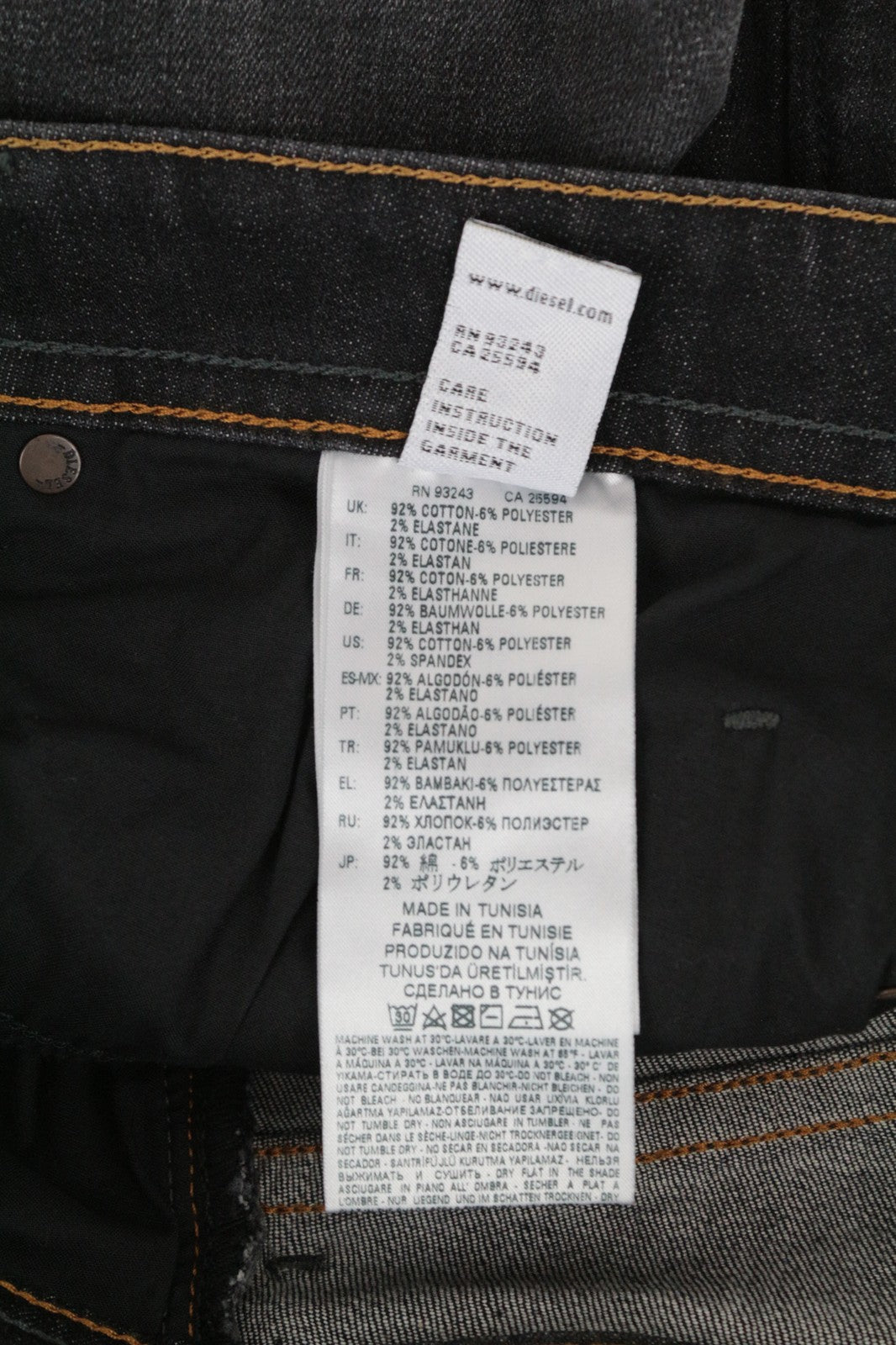 DIESEL Buster 087AM Men's Jeans W29/L32 Slim Tapered Fit Stretch Dark Grey