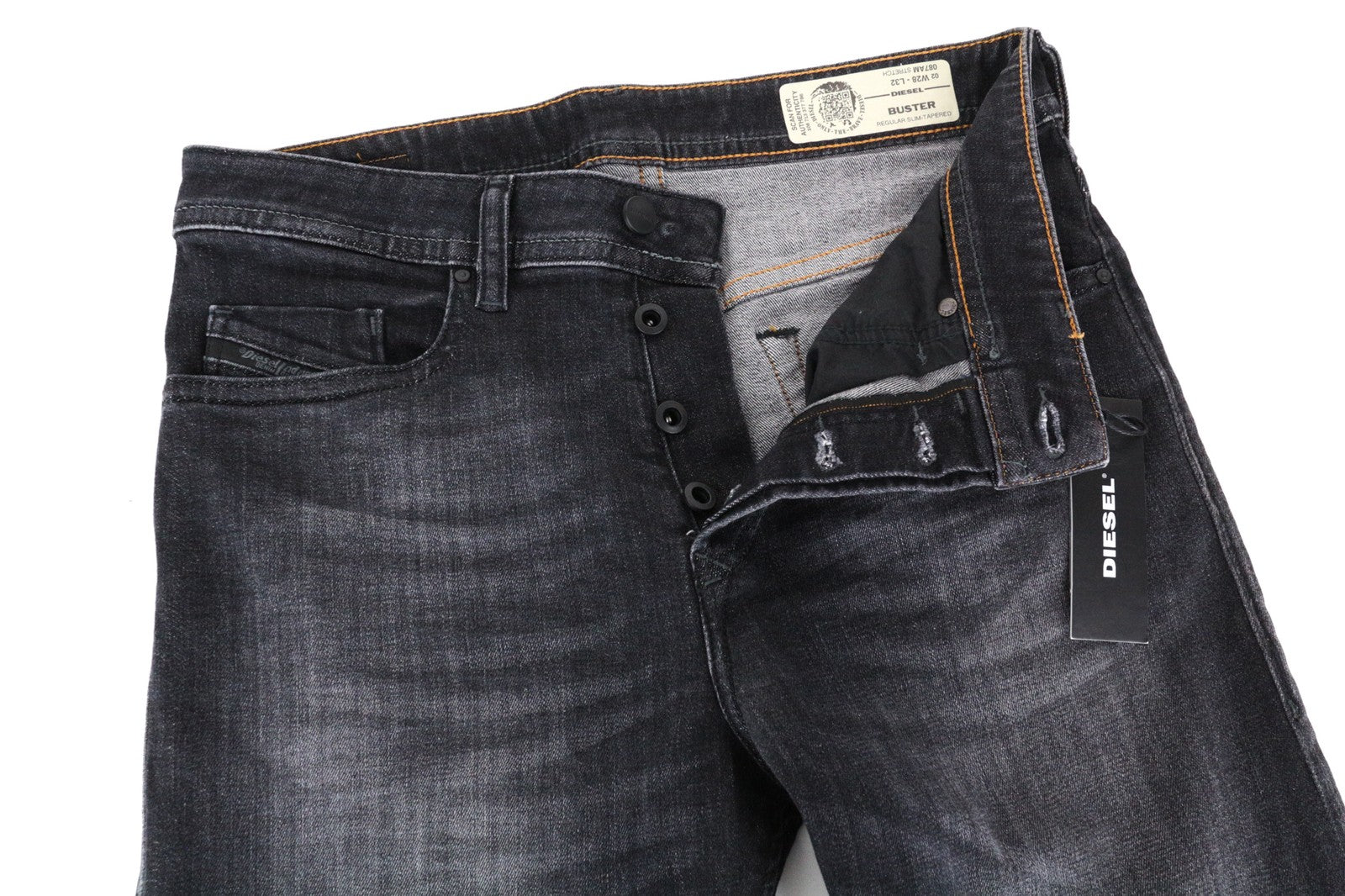 DIESEL Buster 087AM Men's Jeans W28/L32 Slim Tapered Stretch Washed Fit Denim