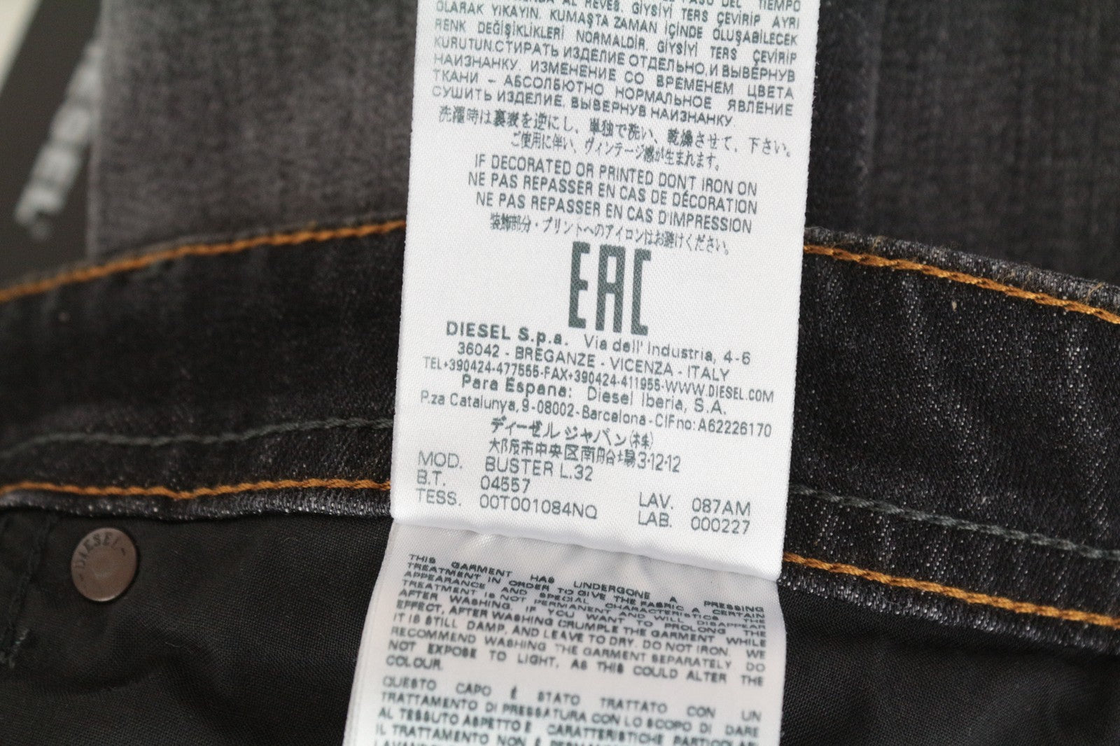 DIESEL Buster 087AM Men's Jeans W28/L32 Slim Tapered Stretch Washed Fit Denim