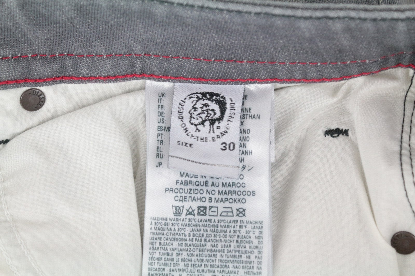 DIESEL Buster 084HP Men's Jeans W30/L32 Button-Fly Washed Slim Tapered Denim