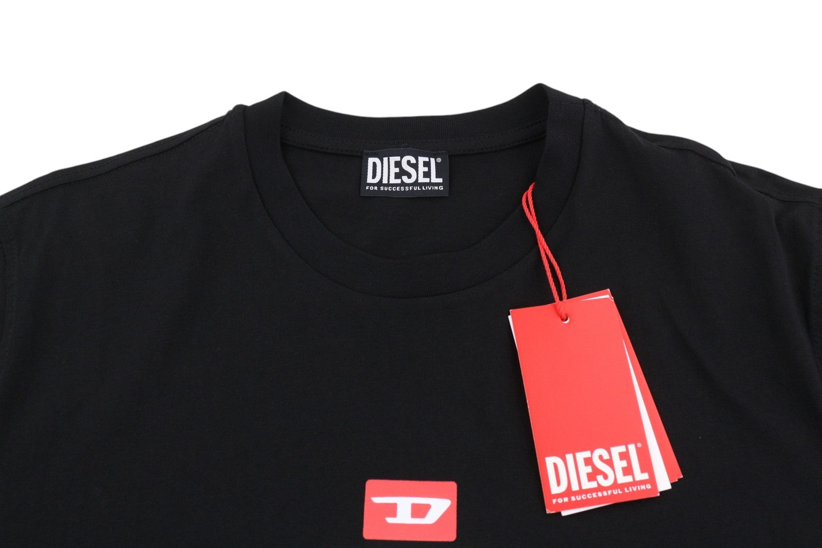 DIESEL T-Just-Small-New D Logo Men T-Shirt S Black Sort Sleeve Tricot Front