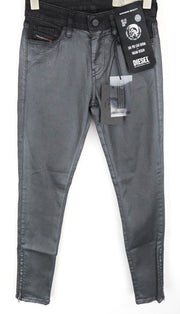 DIESEL Slandy-Zip 069GF Women's Jeans W25/L30 Coated Mid-Rise Skinny Fit Denim