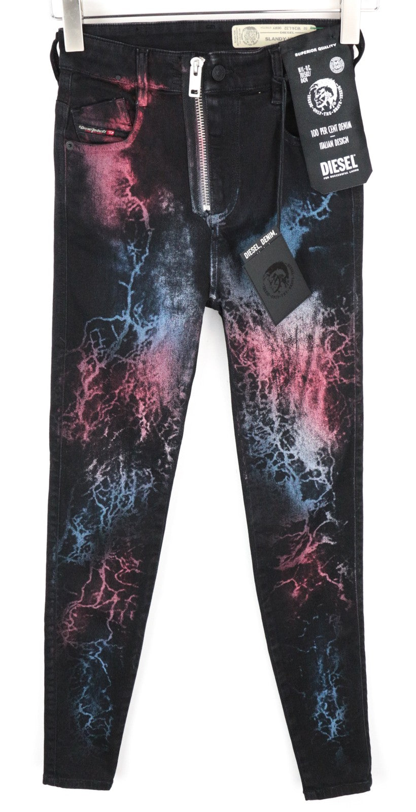 DIESEL Slandy-High-SX 069IY Women's Jeans W24/L32 Patterned Super Skinny Girls