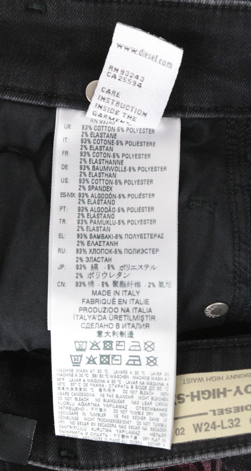 DIESEL Slandy-High-SX 069IY Women's Jeans W24/L32 Patterned Super Skinny Girls