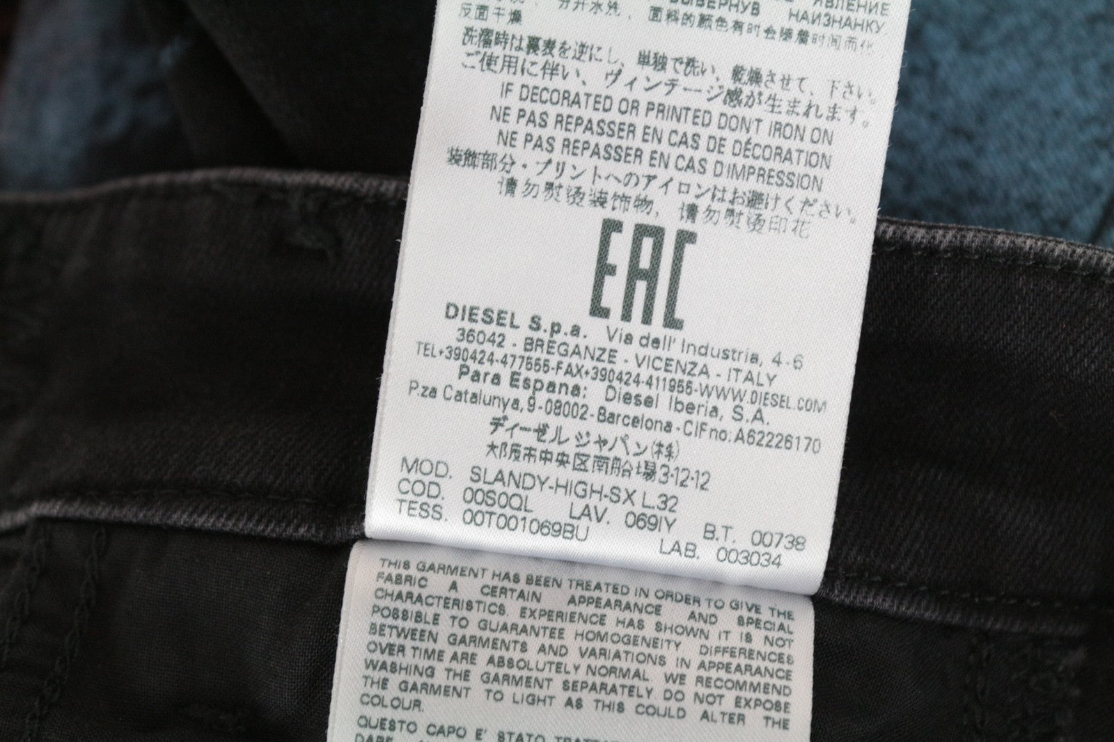 DIESEL Slandy-High-SX 069IY Women's Jeans W24/L32 Patterned Super Skinny Girls