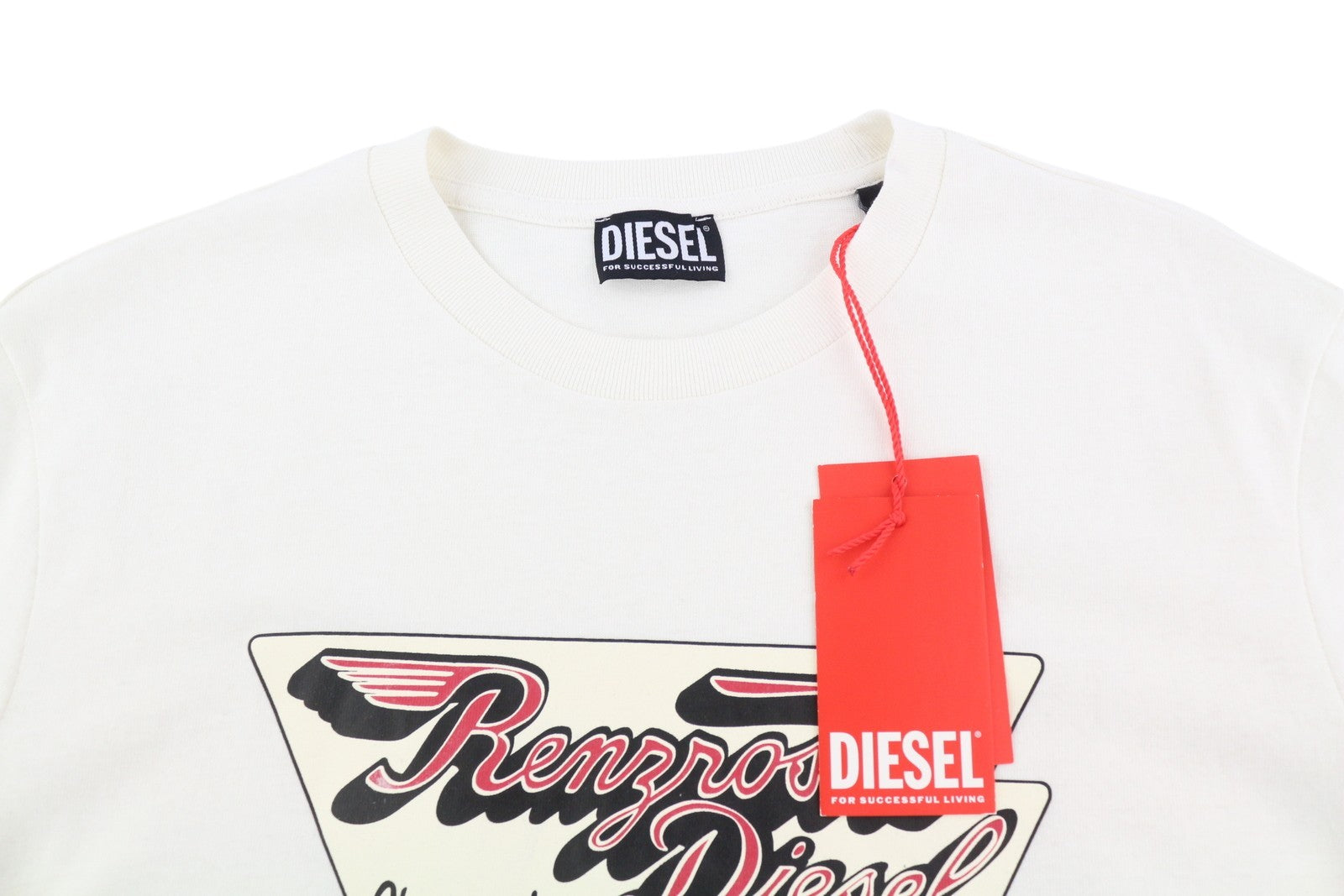 DIESEL T-Just-C15 Men T-Shirt M White Tricot Stretchy Crew Neck Short Sleeved