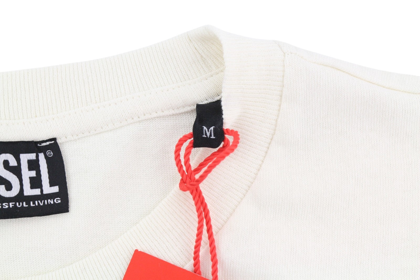 DIESEL T-Just-C15 Men T-Shirt M White Tricot Stretchy Crew Neck Short Sleeved