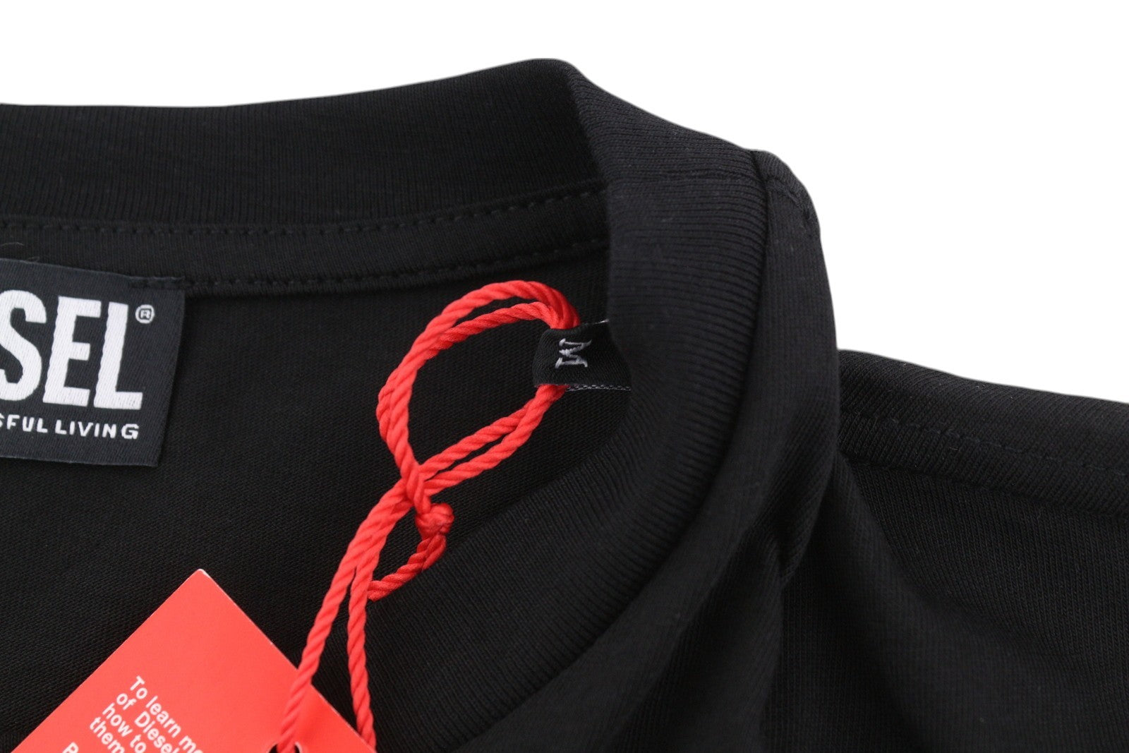 DIESEL T-Just-Small-New D Logo Men T-Shirt M Black Sort Sleeve Tricot Front Logo