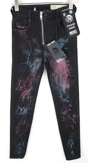 DIESEL Slandy-High-SX 069IY Women's Jeans W26/L30 Denim Patterned Super Skinny