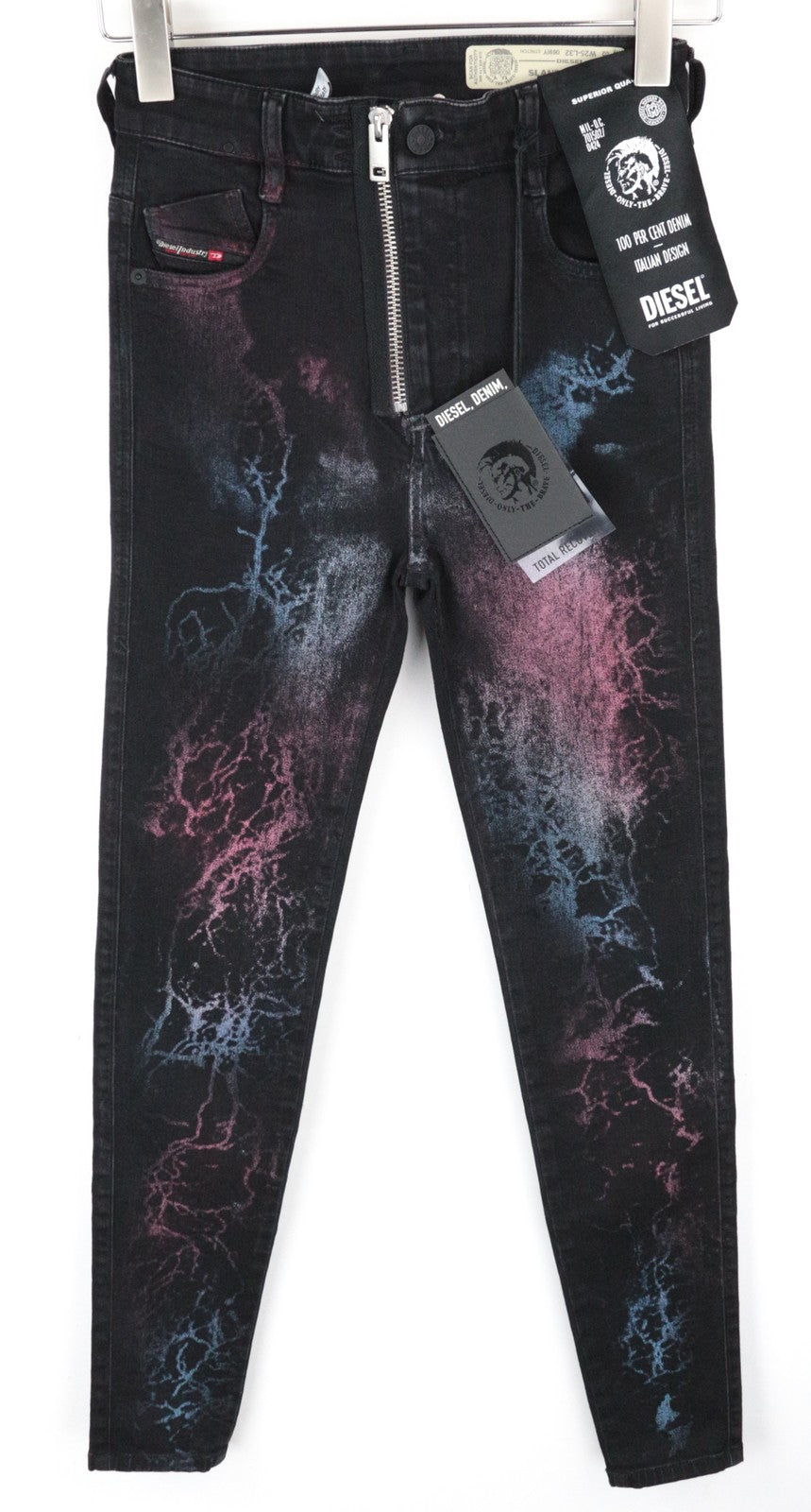 DIESEL Slandy-High-SX 069IY Women's Jeans W26/L30 Denim Patterned Super Skinny