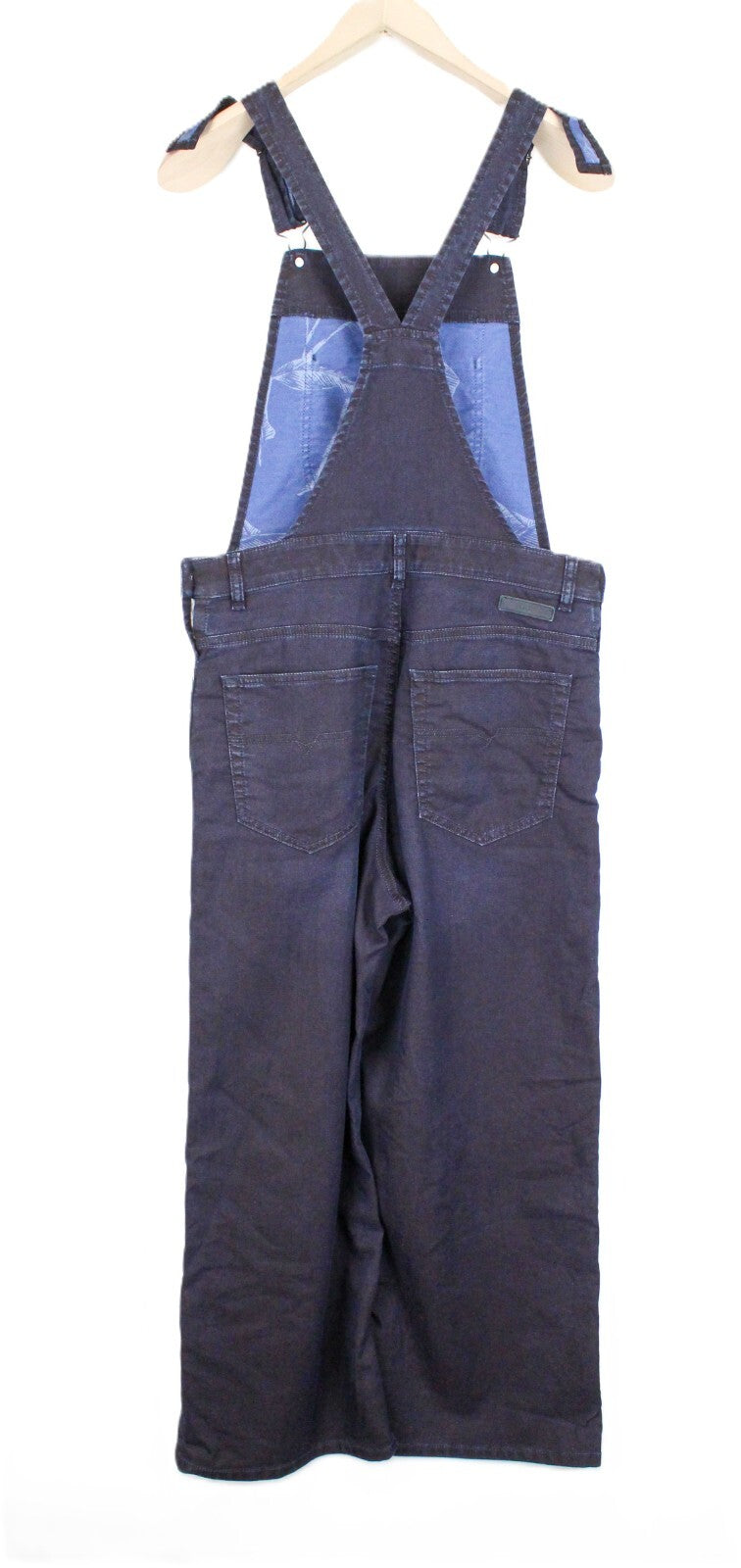 DIESEL Bady-NE 0681S Women's Jumpsuit S Wide Blue Stretch Cotton Dungarees