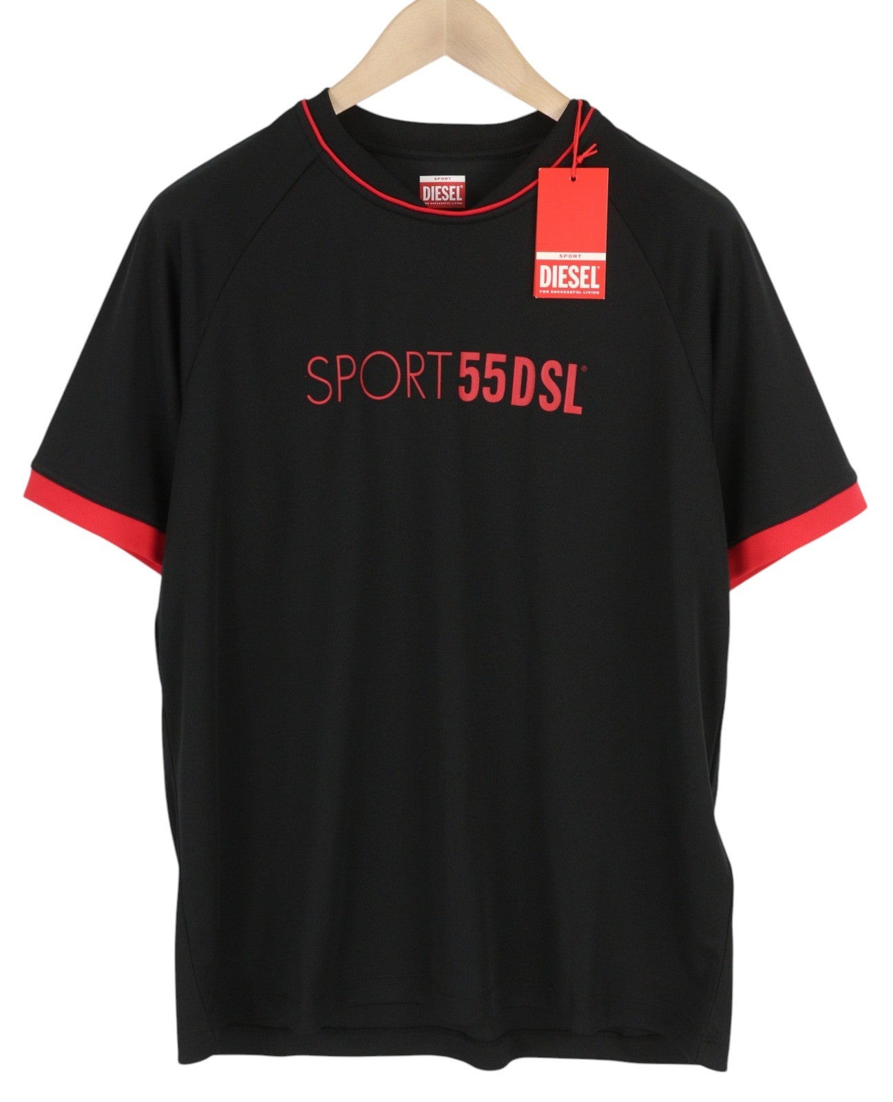 DIESEL Amtee-Crossoon-WT15 Men T-Shirt L Black 55DSL Sport Jersey Short Sleeved