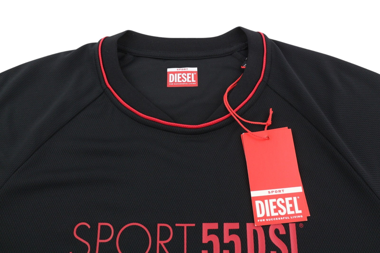 DIESEL Amtee-Crossoon-WT15 Men T-Shirt L Black 55DSL Sport Jersey Short Sleeved