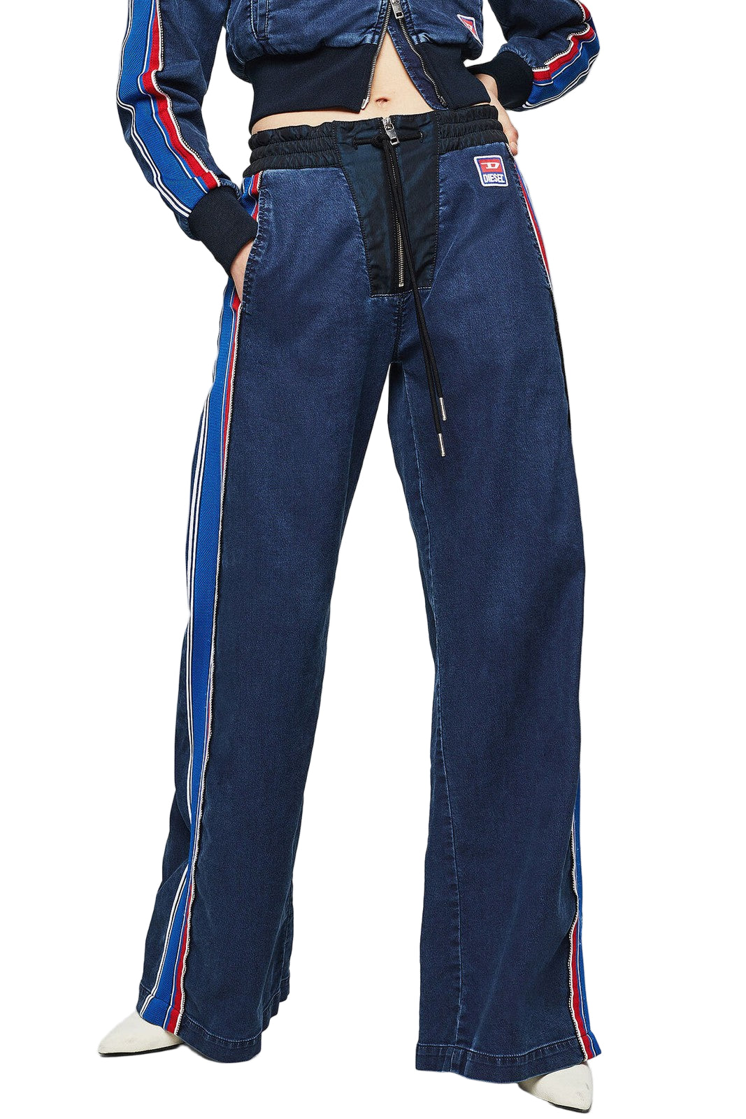 DIESEL D-Erinn-NE-J 069HP Women's Jeans W29 Jogg Wide Fit Drawstring Blue Cotton