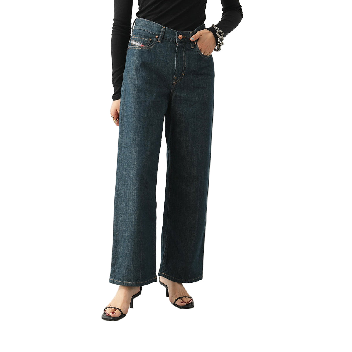 DIESEL Widee 084UR Women's Jeans W26/L30 Casual Straight Blue Cotton Fit Denim