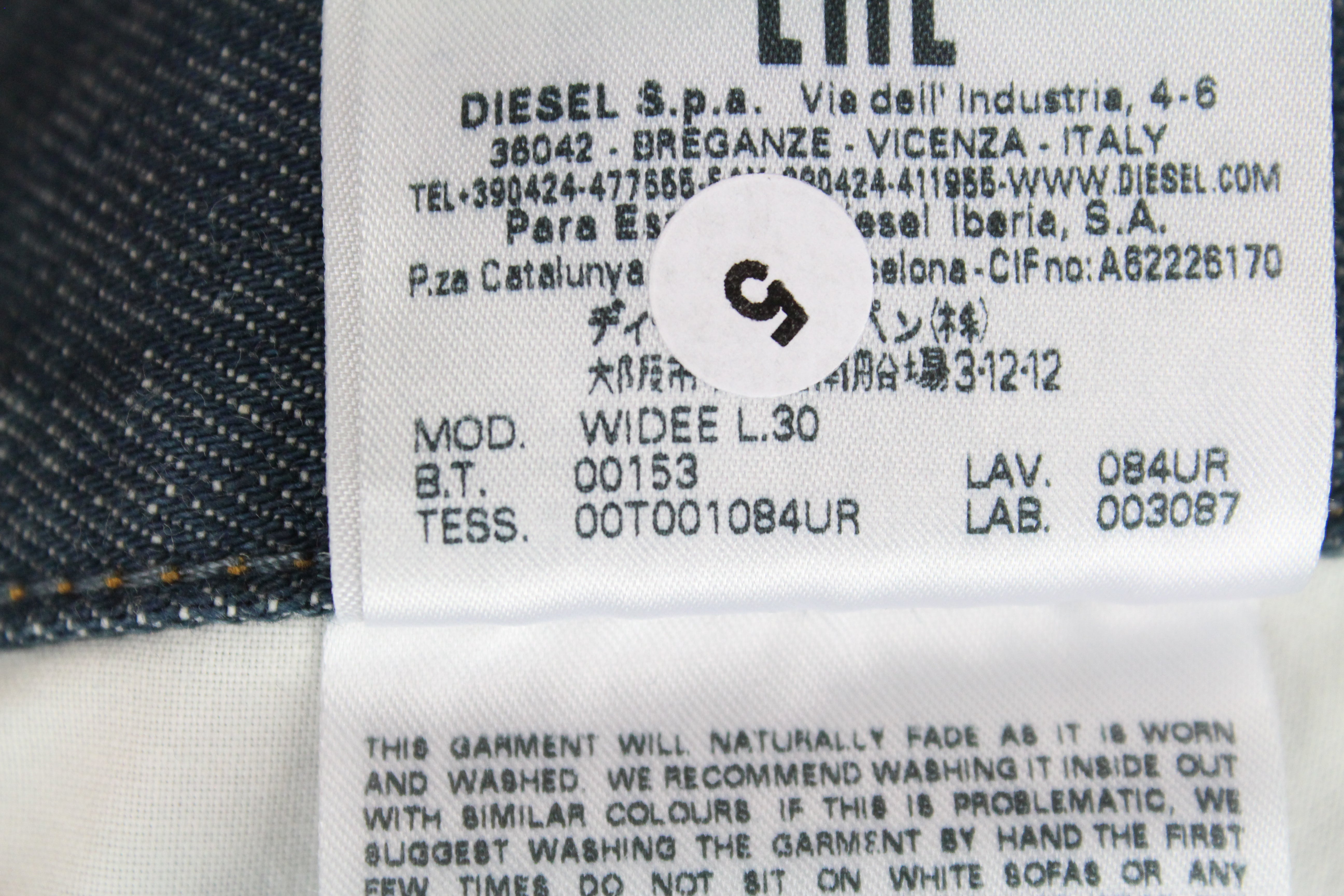 DIESEL Widee 084UR Women's Jeans W26/L30 Casual Straight Blue Cotton Fit Denim