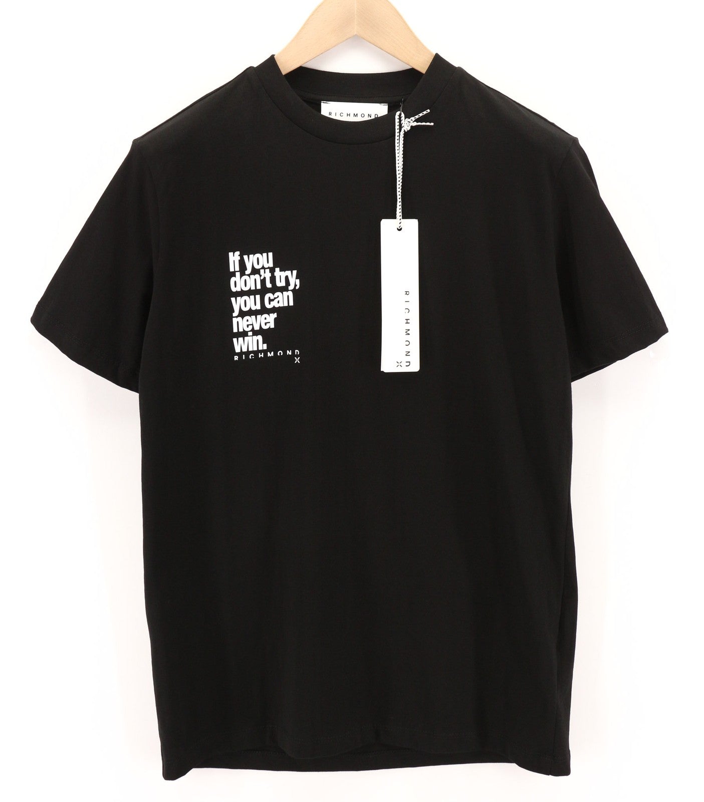 JOHN RICHMOND Mens T-Shirt M Black Short Sleeve Crew Neck Print All Seasons