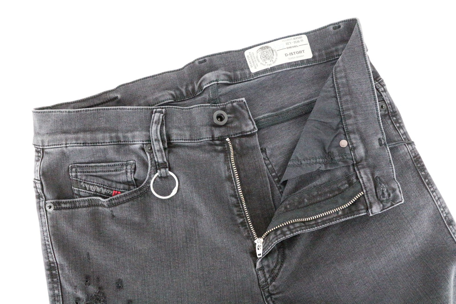DIESEL D-Istort 085AW Men's Jeans W32/L32 Ripped Grey Super Skinny Fit Stretch
