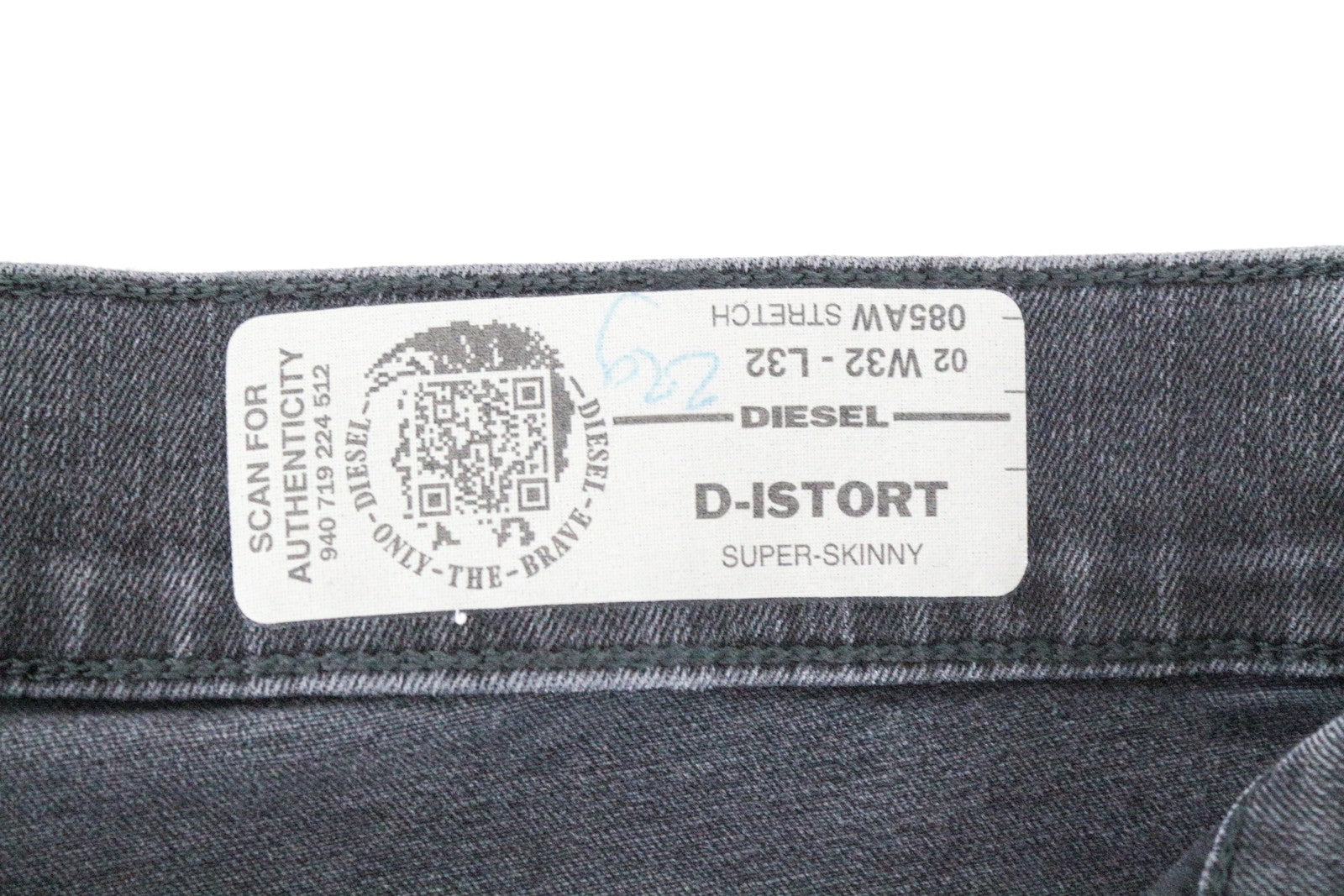 DIESEL D-Istort 085AW Men's Jeans W32/L32 Ripped Grey Super Skinny Fit Stretch
