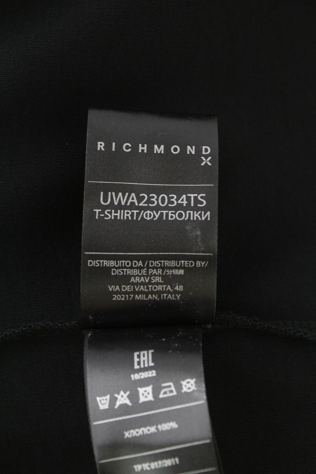 RICHMOND Women`s T-Shirt S Black Oversized Crew Neck Print Stretch