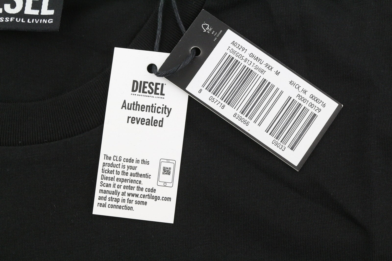 DIESEL T-Diegos-B13 Men T-Shirt M Black Tricot Stretchy Crew Neck Short Sleeve