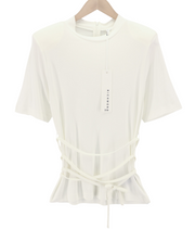 RICHMOND Women`s T-Shirt S Off White Short Sleeve Strap Zipper  All Seasons