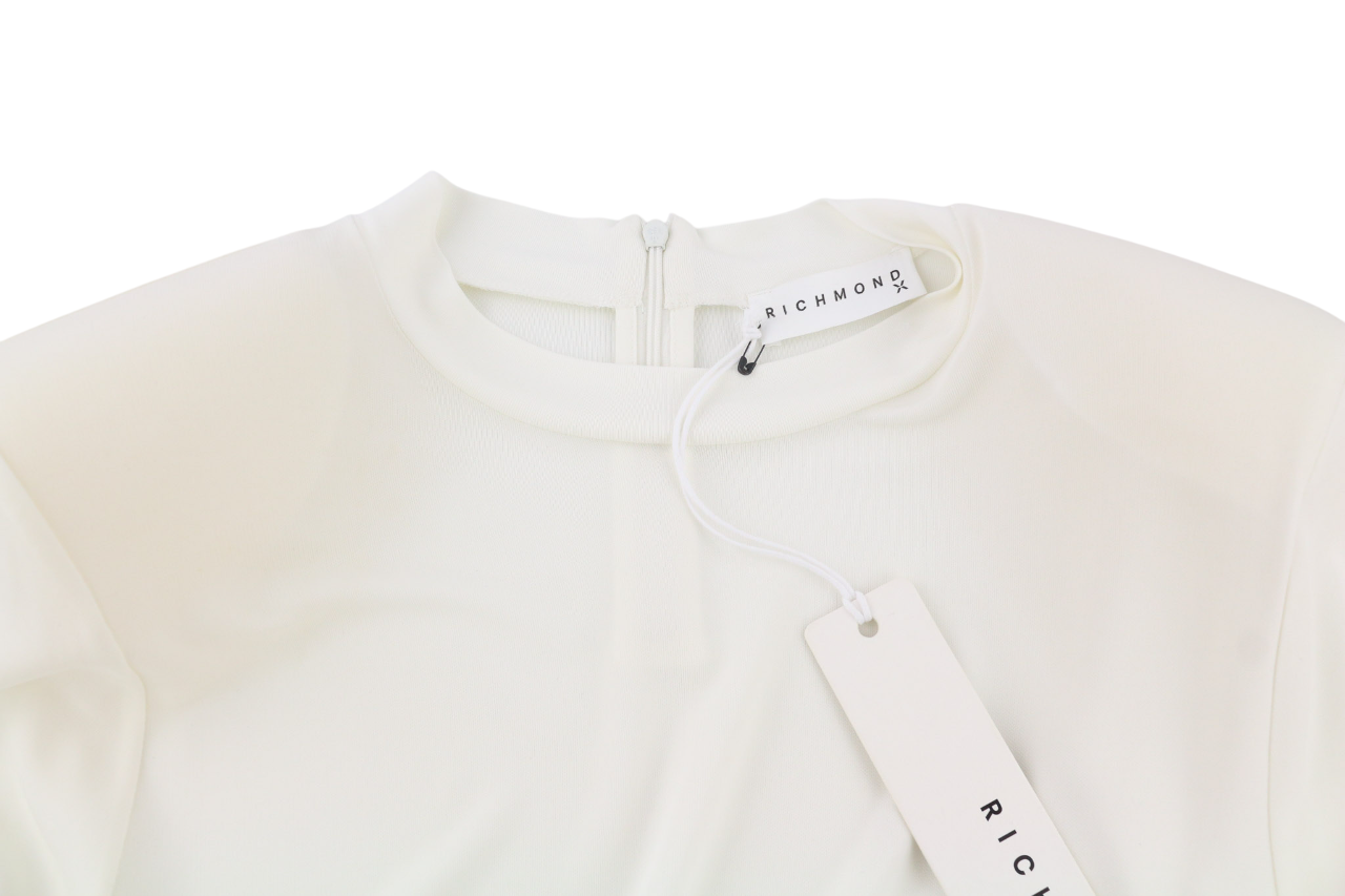 RICHMOND Women`s T-Shirt S Off White Short Sleeve Strap Zipper  All Seasons