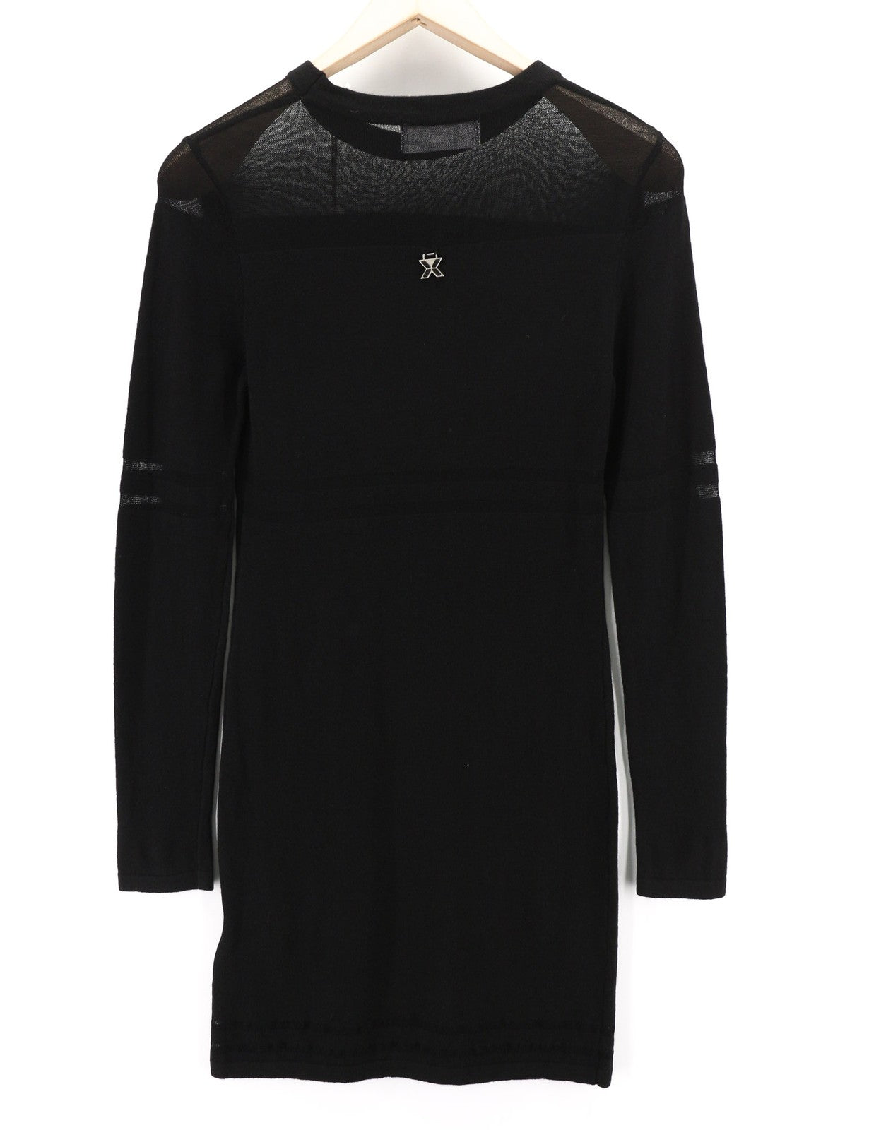 JOHN RICHMOND Womens Classic S Black Transparent Long Sleeve Tight-Knit  Short