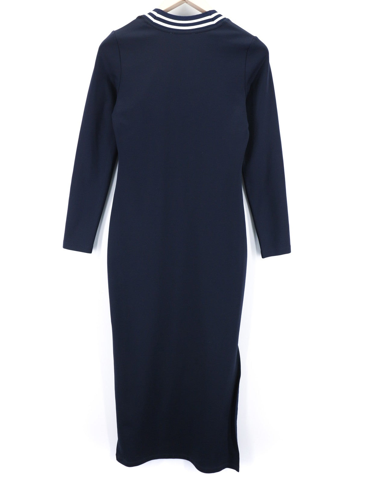 RICHMOND Womens Classic S Dark Blue Long Sleeve Split V-Neck Fitted Front