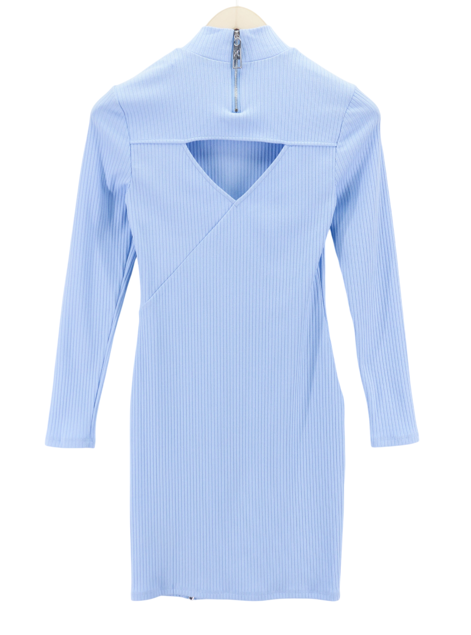JOHN RICHMOND Womens Classic ~S Blue Cut-Out Long Sleeve Ribbed  Zipper Mini