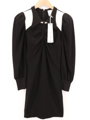 JOHN RICHMOND Womens Classic S Black Puff Long Sleeves Ruffle Polo Zipper Mini